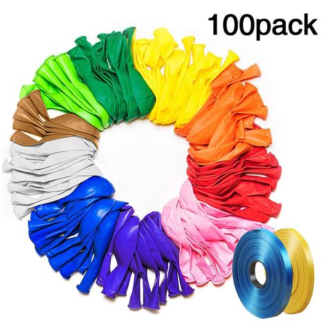 100 Pack Assorted Color Balloons 12 Inches Rainbow Colorful Balloons