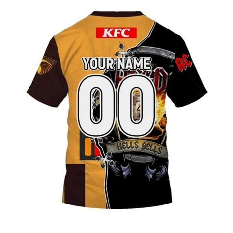 Afl Hawthorn Hawks Acdc Mix Custom Name Number 2023 Home Guernsey T Shirt