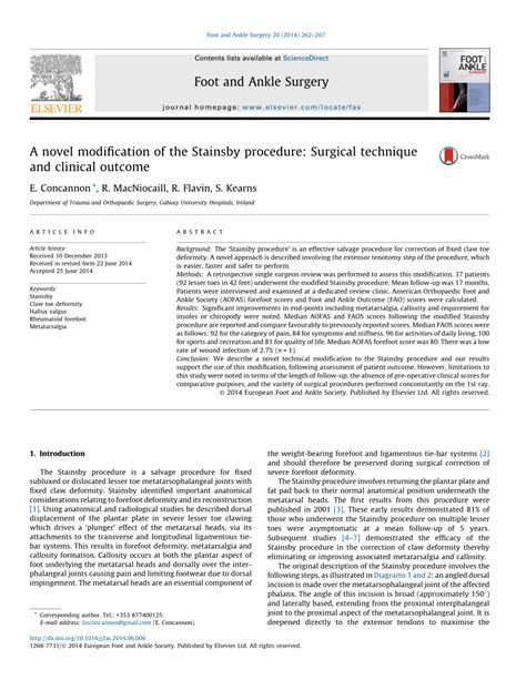 Pdf A Novel Modification Of The Stainsby Procedure Surgical