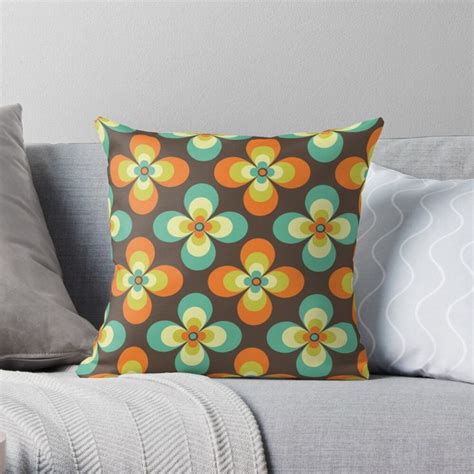 Retro Vintage Flower Power Throw Pillow