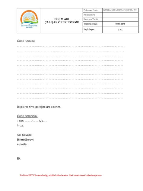 Form - 31 Çalışan Öneri Formu | PDF