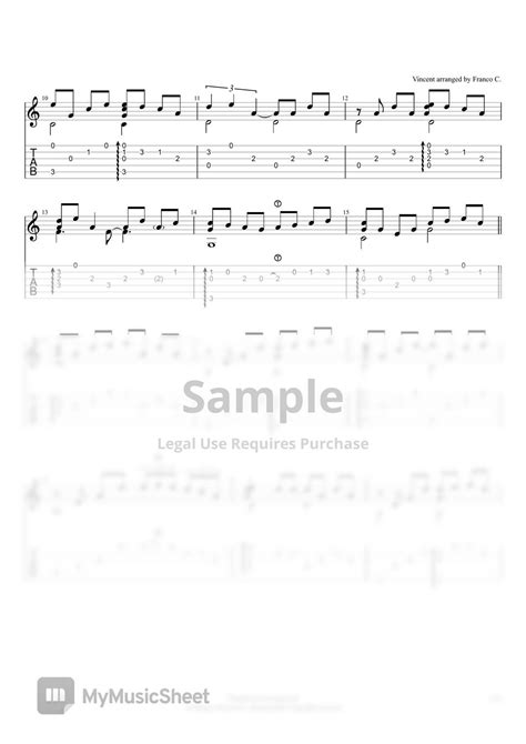 Don McLean Vincent Fingerstyle TAB By Franco C