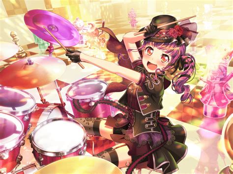 Safebooru Bang Dream Blush Dress Drums Long Hair Purple Hair Red