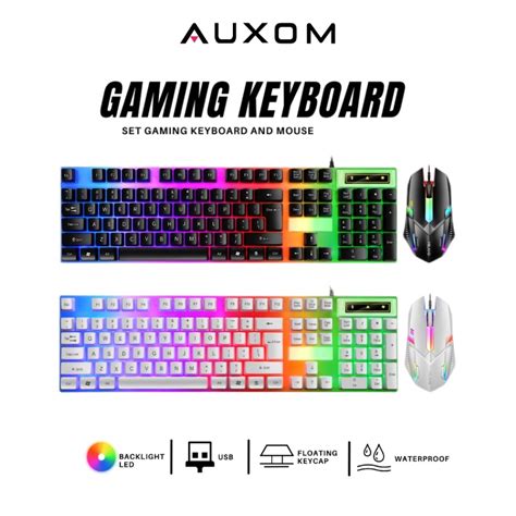 Jual Auxom Paket Keyboard Gaming Dan Mouse Set Mouse Dan Keycaps