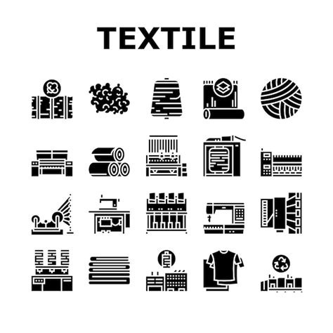 Conjunto de iconos de colección de producción textil vector Vector