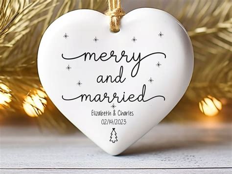 Merry And Married Ornament Our First Christmas Married Ornament 2023 Mr And Mrs Personalized