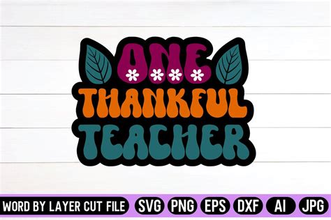 One Thankful Teacher Design Graphic By Svg Artfibers · Creative Fabrica