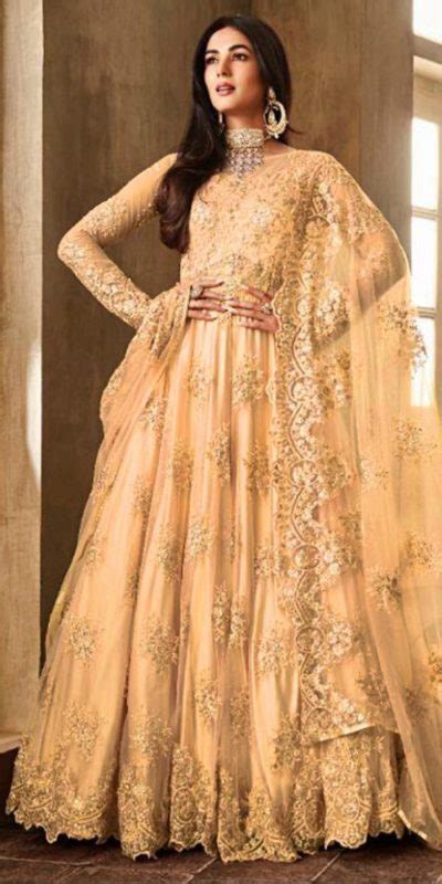 Maisha Orange Color Women S Wear Heavy Net With Stone Work Anarkali Suit