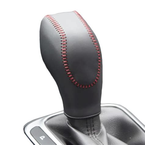Loncky Black Genuine Leather Custom Car Gear Shift Knob Cover For Ford