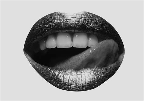 Premium Photo Red Lips Mouth And Tongue Icon Poster And Banner Of