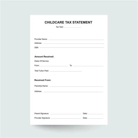 Child Care Receiptdaycare Payment Formdaycare Tax Formprintable