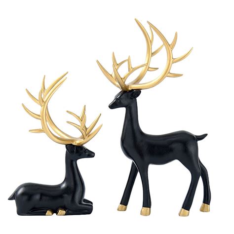 Baby Sweetie 2Pcs Christmas Resin Couples Elk Reindeer Christmas Home