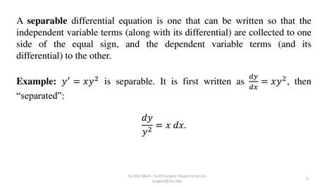 Separable Differential Equations Ppt Download