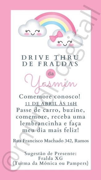 Convite Digital Charreata De Fraldas Festa Drive Thru Elo7