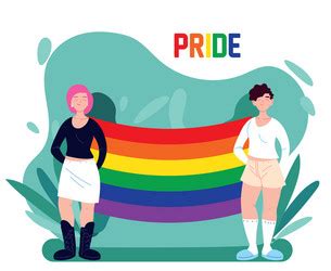 Women And Men Cartoons With Lgbti Rainbow Vector Image