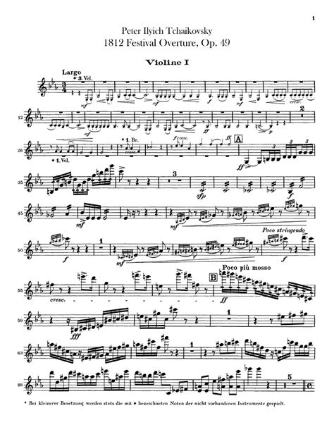 P I Tchaikovsky 1812 Overture Partition Musicale By Original Sheet