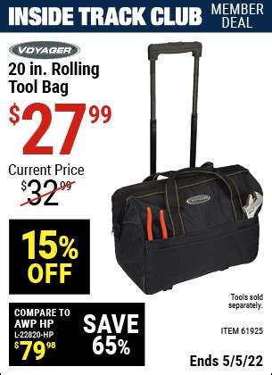 VOYAGER 20 in. Rolling Tool Bag for $27.99 – Harbor Freight Coupons