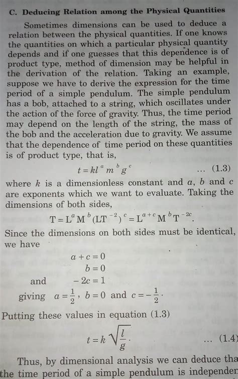 C Deducing Relation Among The Physical Quantities Sometimes Dimensions C