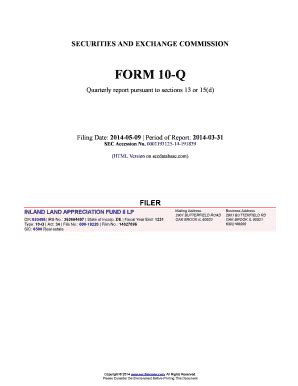 Fillable Online Inland Land Appreciation Fund Ii Lp Form Q Quarterly