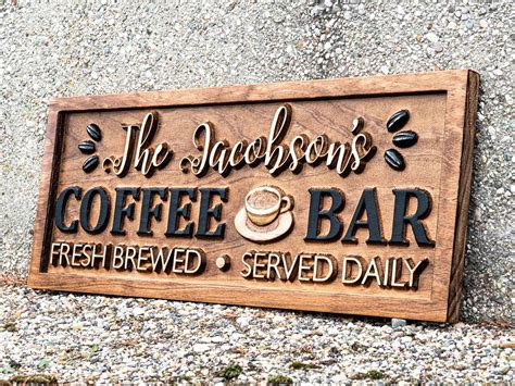 Amazon Personalized Coffee Bar Sign For Kitchen Carved Wood Sign