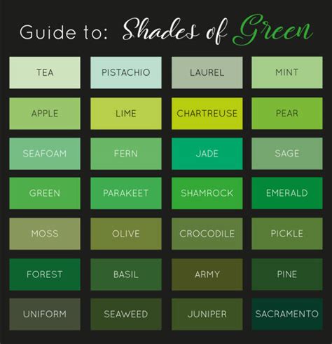 40 Shades Of Green Color Chart Stock Illustrations Royalty Free