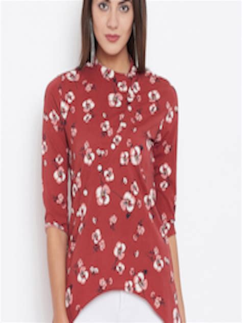 Buy Ruhaans Floral Print High Low Hem Crepe Top Tops For Women 22033792 Myntra