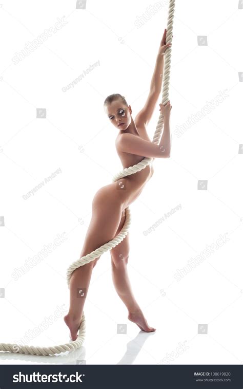 Slim Nude Woman Posing Holding Rope Stock Photo Shutterstock