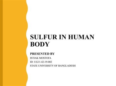 Sulfur In Human Body Ppt