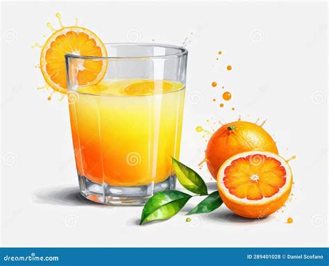 Un Vaso De Zumo De Naranja Junto A Una Rebanada De Naranja Ai