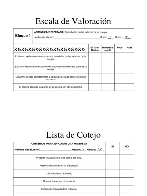 Escala De Valoración Rúbrica Académica Evaluación