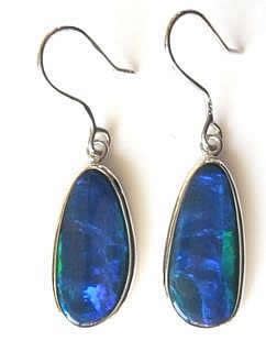 Large Free Form Opal Doublet Dangles Silver Jewellery Jewelry