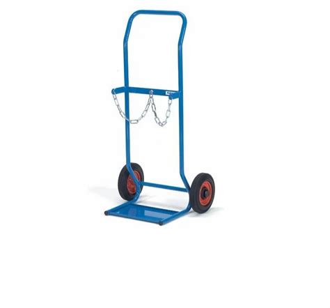 Green Mild Steel Double Gas Cylinder Trolley For Industrial Load