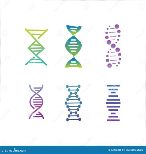 Dna Genetic Sign Icons And Elements Collection Colorful Of Dna Symbol