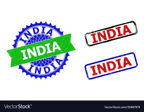 India Rosette And Rectangle Bicolor Watermarks Vector Image