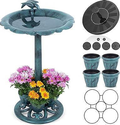 Amazon Best Choice Products Solar Outdoor Bird Bath Vintage Resin