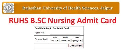 Ruhs Bsc Nursing Admit Card 2023 Link Bsc Pb Bsc Nursing