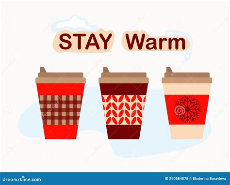 Vector Illustration Of Christmas Holiday Drink Including Hot And Iced Coffee Peppermint