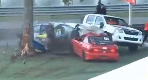 Massive Honda Civic Racing Crash Splits Car In Half And Throws Driver