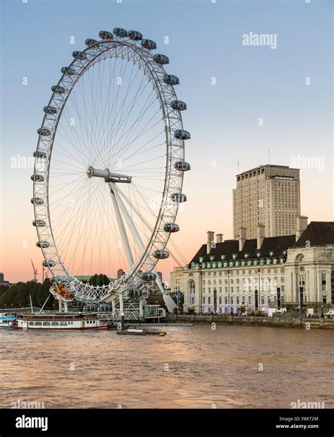 London Eye Or Millennium Wheel On South Bank Of River Thames In London