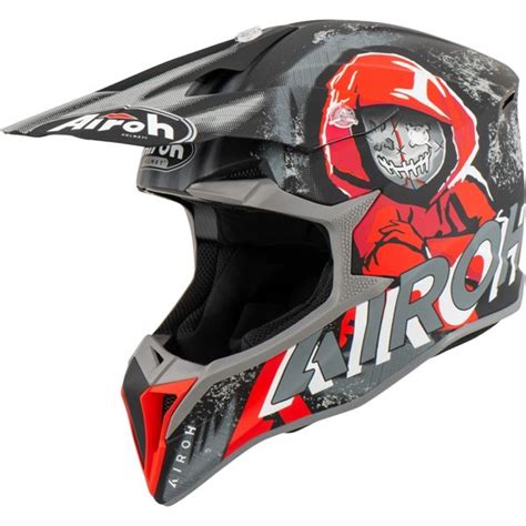 Capacete Airoh Wraap Alien Vermelho Fosco Grid Motors