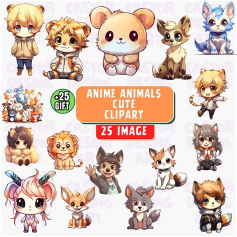 Cute Kawaii Animals Clipart, Adorable Kawaii Animals Clipart, Cute ...