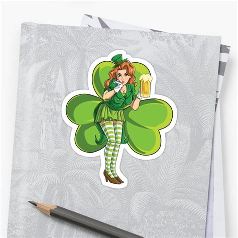 St Patricks Day Sexy Leprechaun T Shirt Redhead Women Sticker By