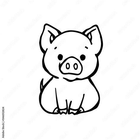 Vector of hand draw or sketch of a pig.Cute pig. Cheerful pig. Funny ...