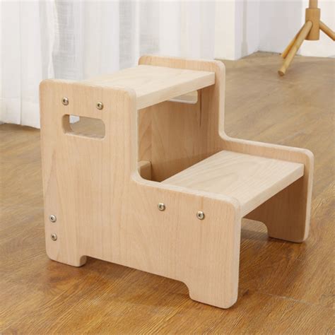 Hocker Tritthocker Kinder Trittstuhl Stufenhocker Zweistufig Massivholz