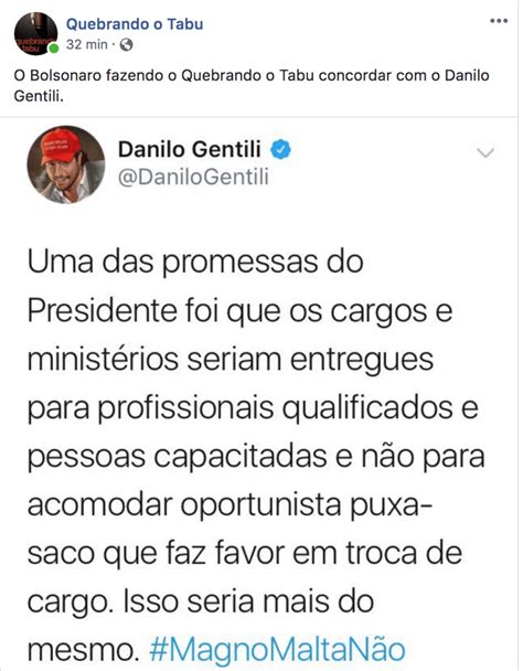 Catraca E Quebrando O Tabu Apoiam Campanha De Danilo Gentili