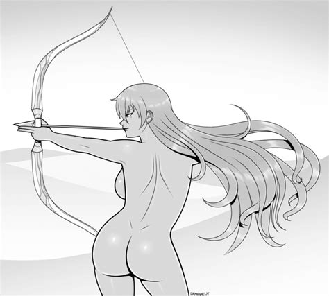 Rule 34 1girls Ass Bow Weapon Breasts Desert Female Monochrome Nude