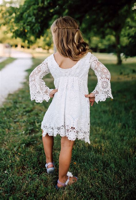 Boho Flower Girl Dress Bell Sleeve Flower Girl Dress Vintage Etsy