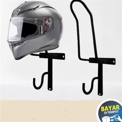 Jual Ready Stock Tempat Helm Rak Besi Motor Rak Gantungan Dinding