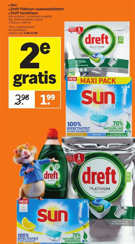 Sun Dreft Platinum Vaatwastabs Dreft Handafwas St Aanbieding Bij