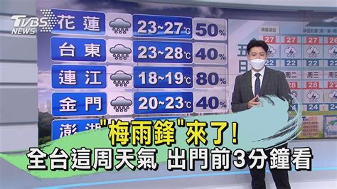 「梅雨鋒」來了 全台這周天氣 出門前3分鐘看｜tvbs新聞 Youtube